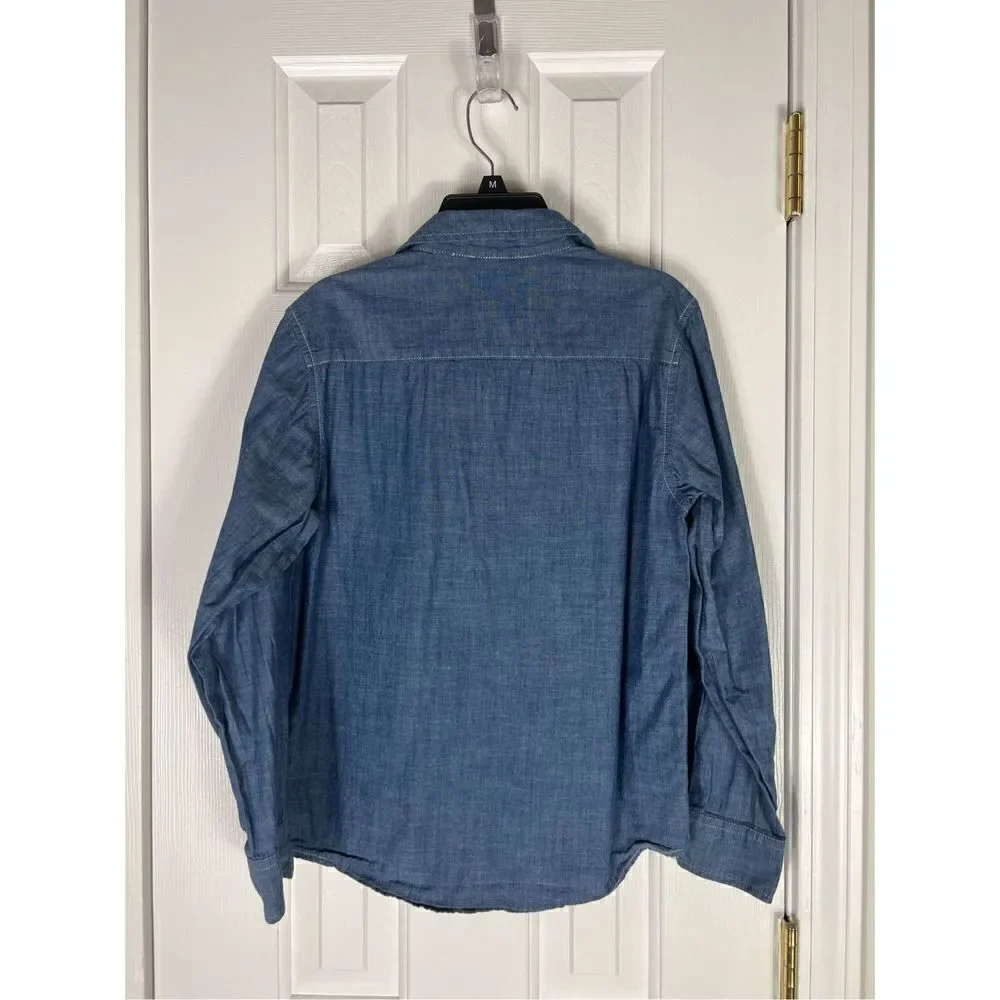 Wrangler Boys Denim Button Down Shirt L 10/12